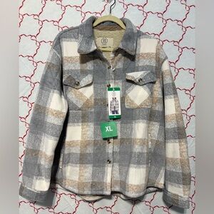 SAGE Women’s Plush Plaid Shirt Jacket XL NWT